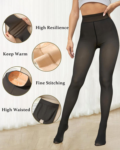 OEAK® Translucent Fleece Lined Tights for Women Thermal