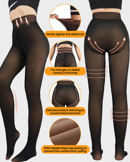 OEAK® Translucent Fleece Lined Tights for Women Thermal