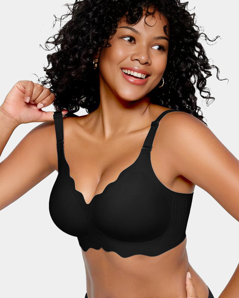 OEAK® Soft Full Coverage Scalloped Wireless Jelly Bra