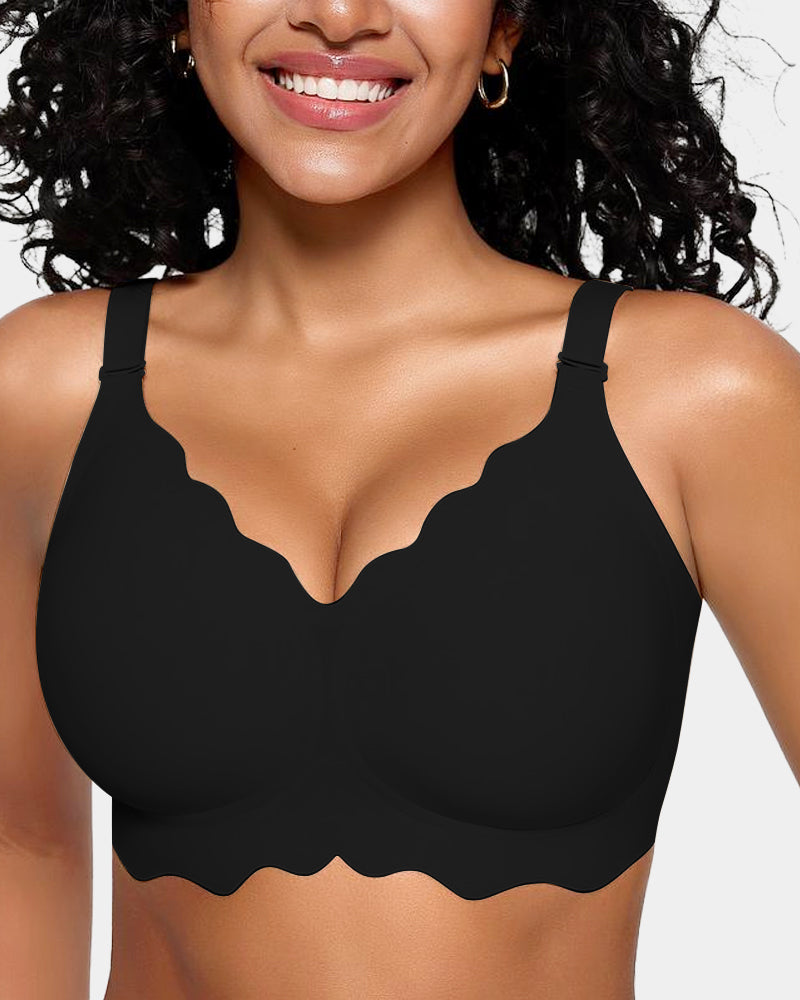 OEAK® Soft Full Coverage Scalloped Wireless Jelly Bra