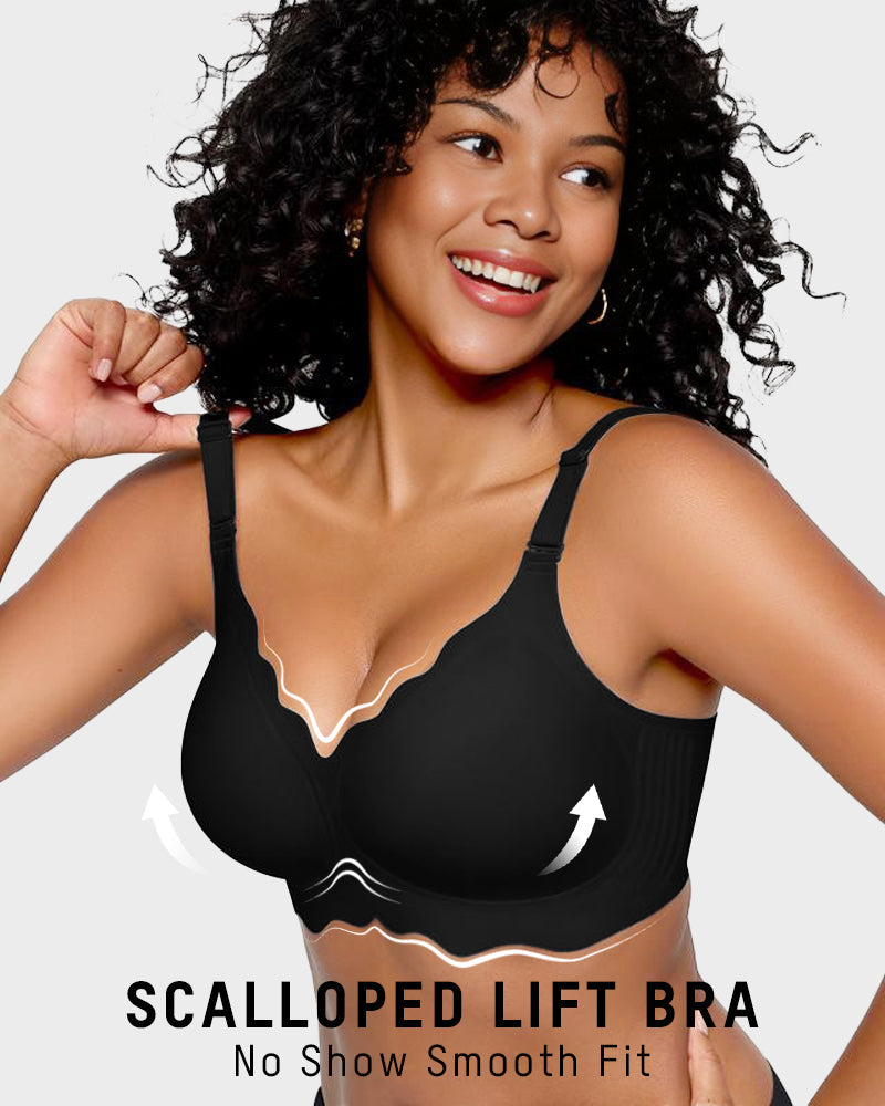 OEAK® Soft Full Coverage Scalloped Wireless Jelly Bra