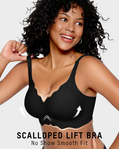 OEAK® Soft Full Coverage Scalloped Wireless Jelly Bra