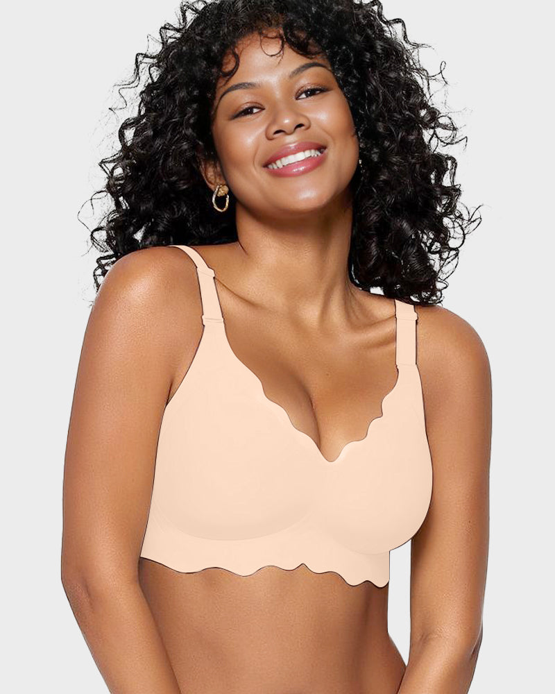OEAK® Soft Full Coverage Scalloped Wireless Jelly Bra