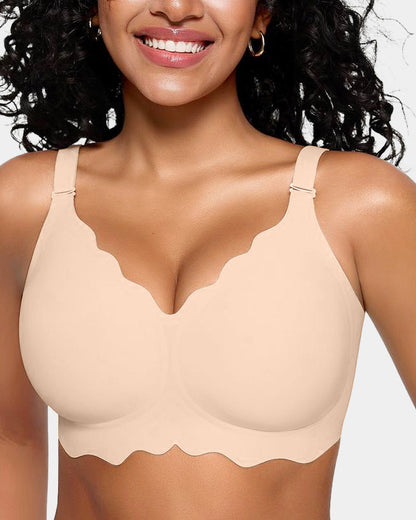 OEAK® Soft Full Coverage Scalloped Wireless Jelly Bra