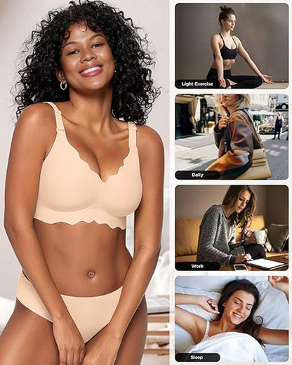 OEAK® Soft Full Coverage Scalloped Wireless Jelly Bra