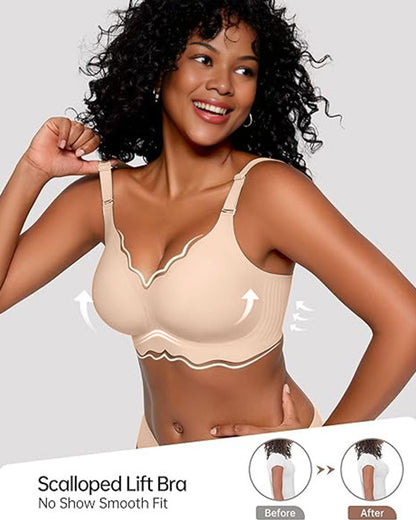OEAK® Soft Full Coverage Scalloped Wireless Jelly Bra