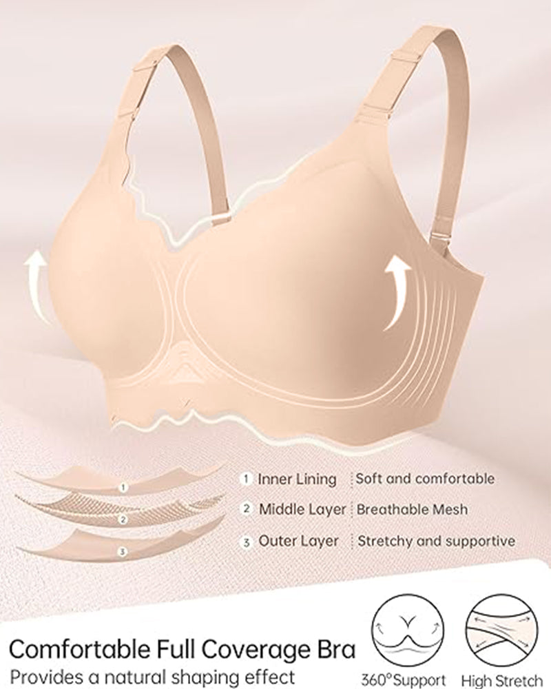 OEAK® Soft Full Coverage Scalloped Wireless Jelly Bra